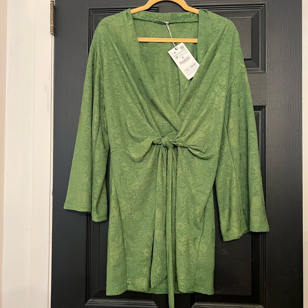 Zara Green Tie Front Mini Dress